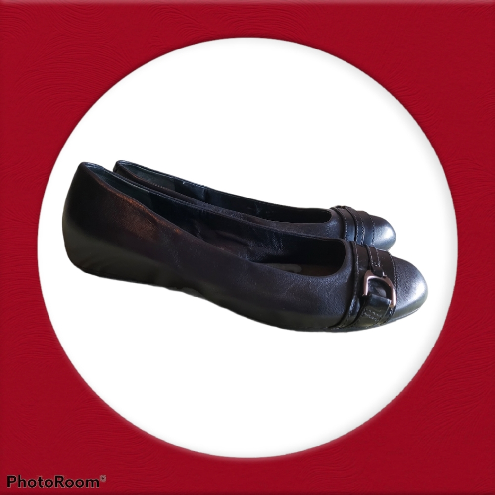 Cole Haan Nike Air Black Leather Ballet Flats 5B